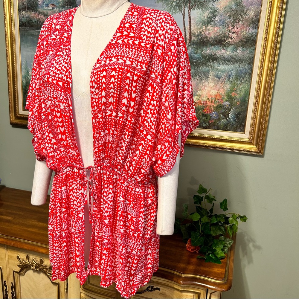 Victoria’s Secret Hearts Short Sleeve Kimono Tie Front Robe - Picture 3 of 7